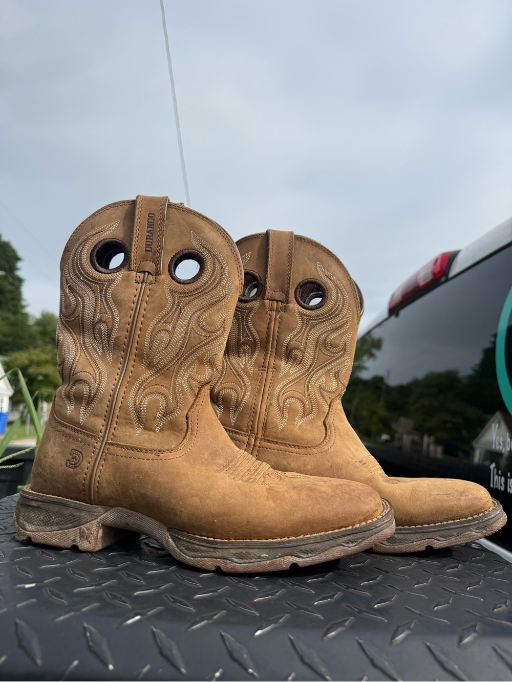 Durango Brown Work Boots with Pull Holes